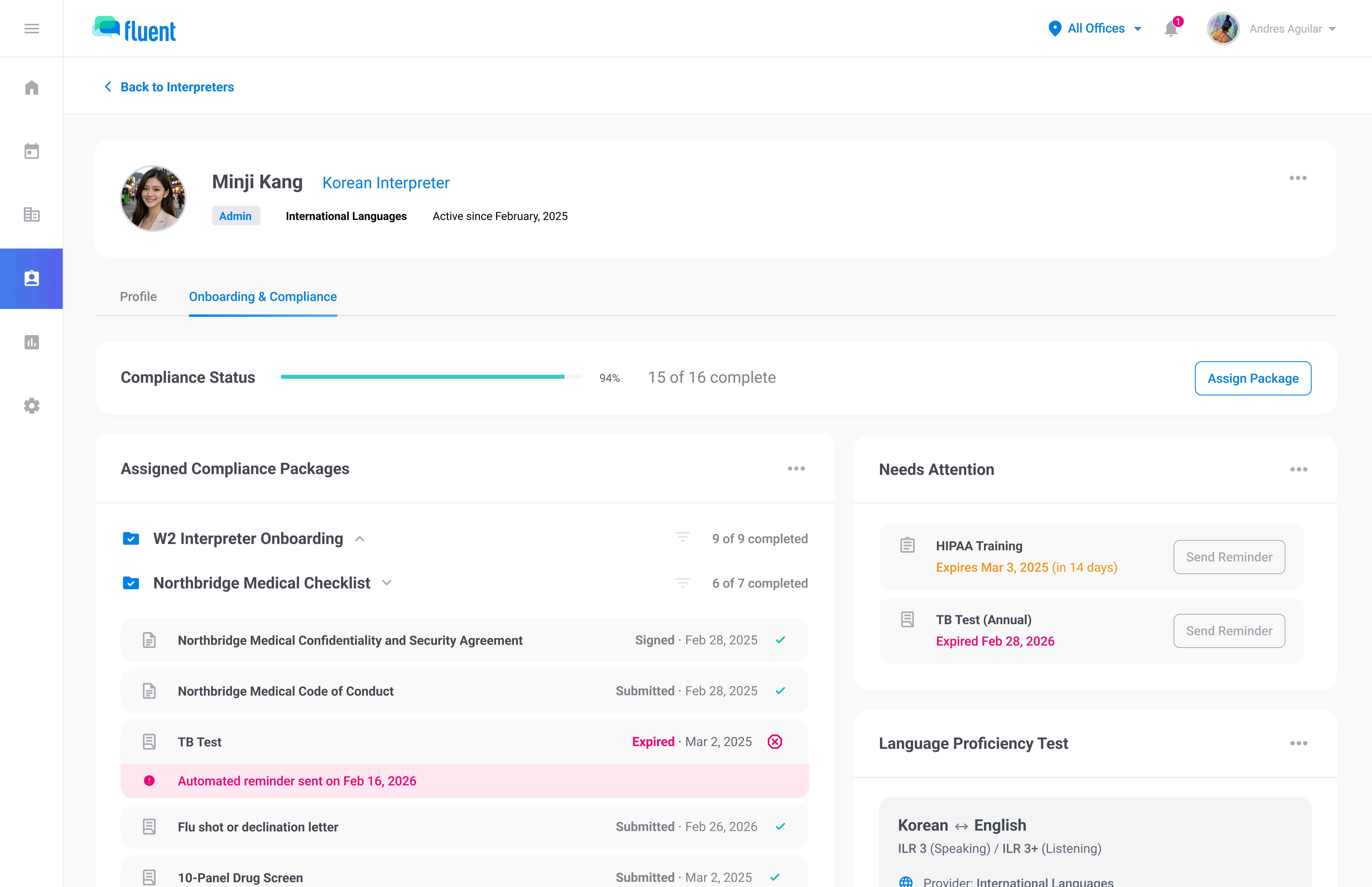 Fluent compliance profile