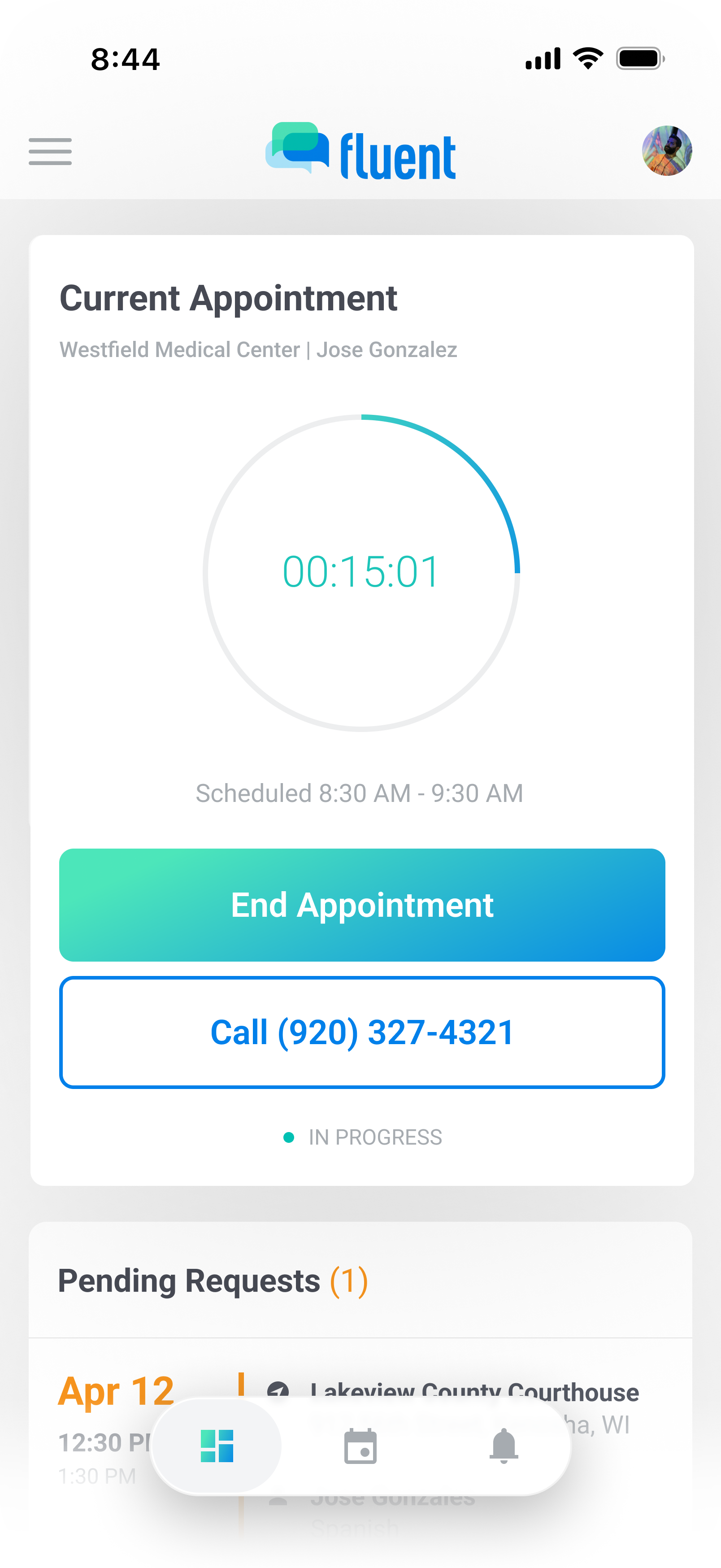 Phone interpreting appointment on mobile
