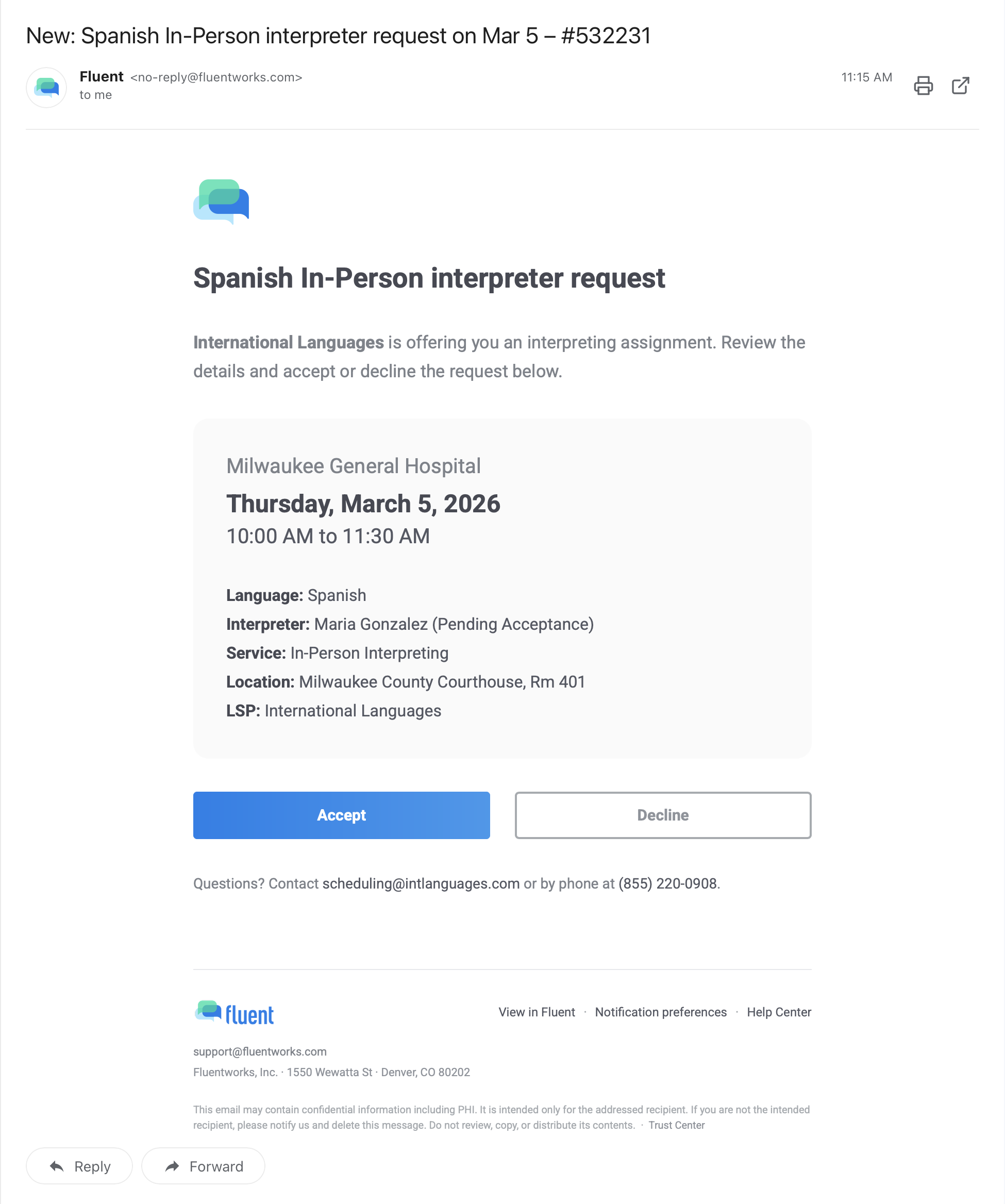 Email notification template
