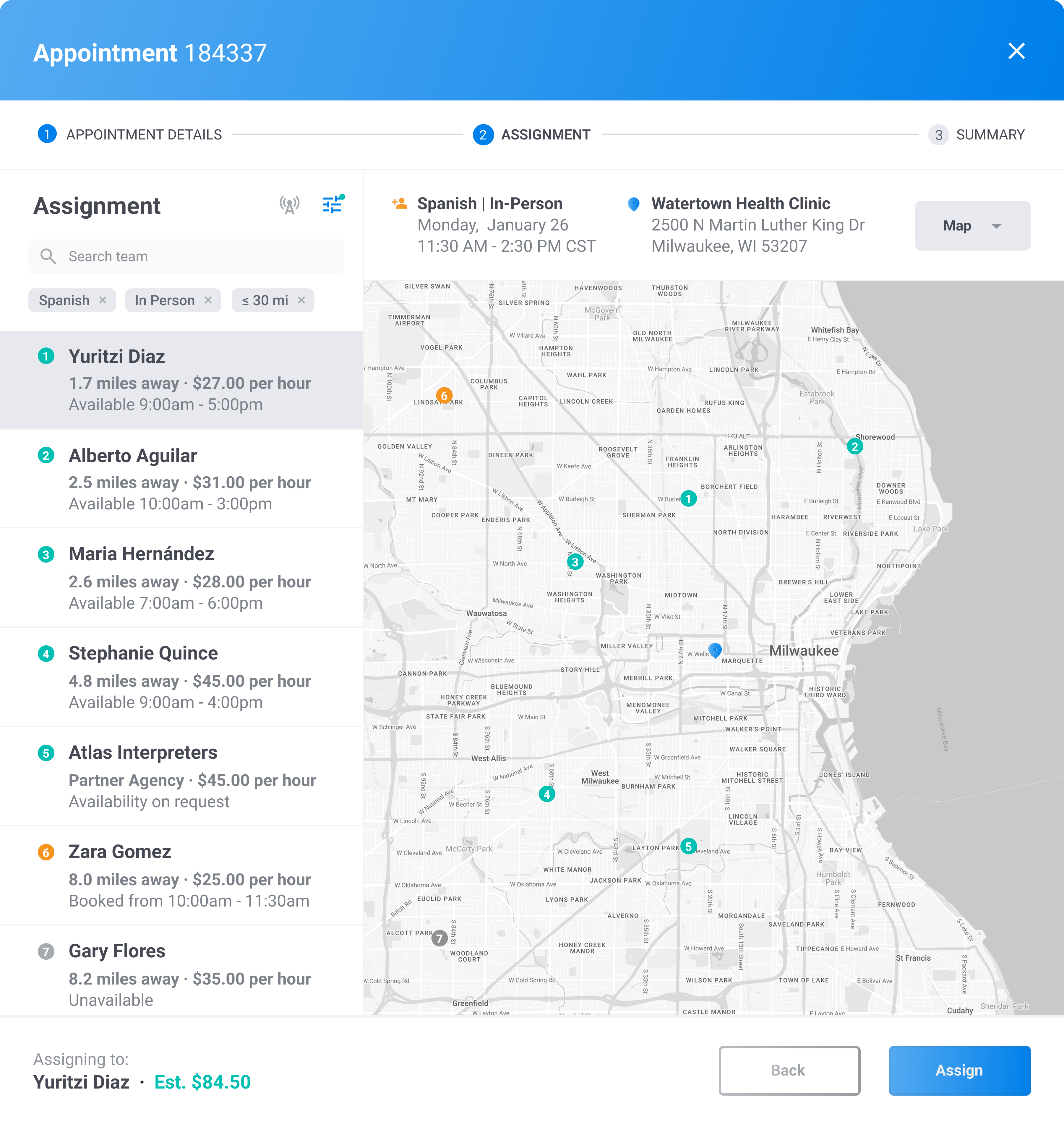 Interpreter matching map
